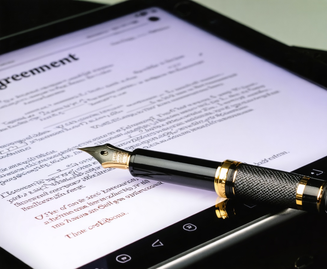 Юридические документы и перо для подписи